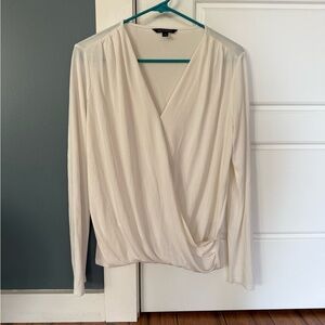 Banana Republic Cream Long Sleeve Wrap Blouse